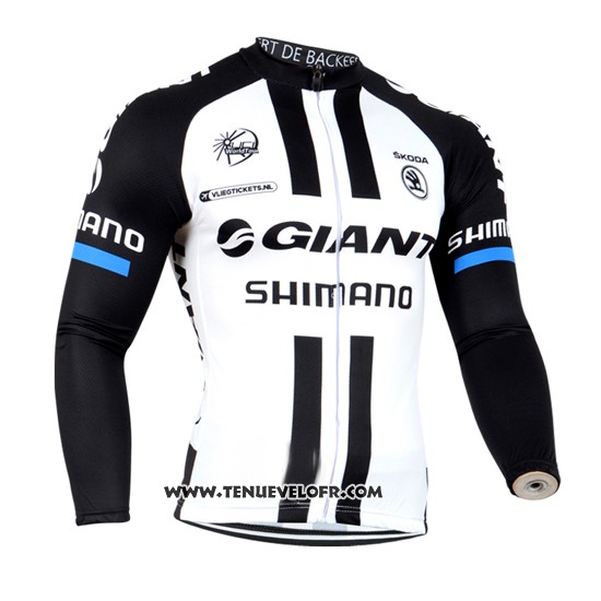 2014 Maillot Ciclismo Giant Shimano Noir et Blanc Manches Longues et Cuissard